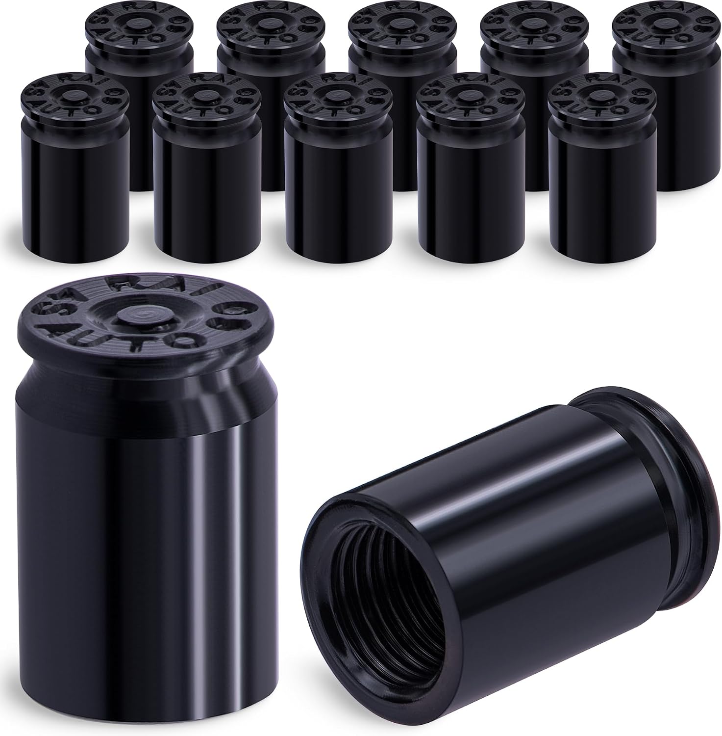 12PCS Bullet Shell Tire Valve Stem Caps, Aluminum Alloy Car Air Stem Cap, Universal Dustproof Tire Valve Stem Covers for Cars, SUV, Trucks, Bikes, Motorcycles, Bicycles (Black)
