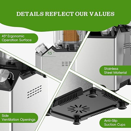 Miniatura 4 de Exprimidor de prensa en frío, máquinas exprimidoras con canal de alimentación de 4.35 pulgadas de ancho, exprimidores de masticación lenta de acero