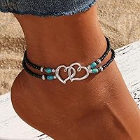 Bohemian Beach Anklet with Rice Beads - Versatile Double-Layer Foot Jewelry for Women