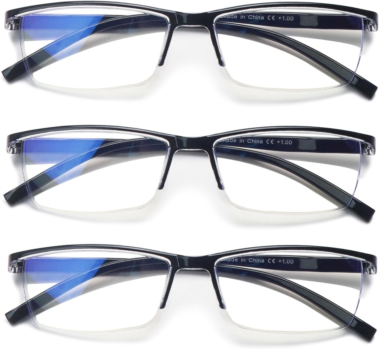 - Reading Glasses Men 3 pack Blue Light Blocking Readers Mens Spring Hinge Comfortable Glasses