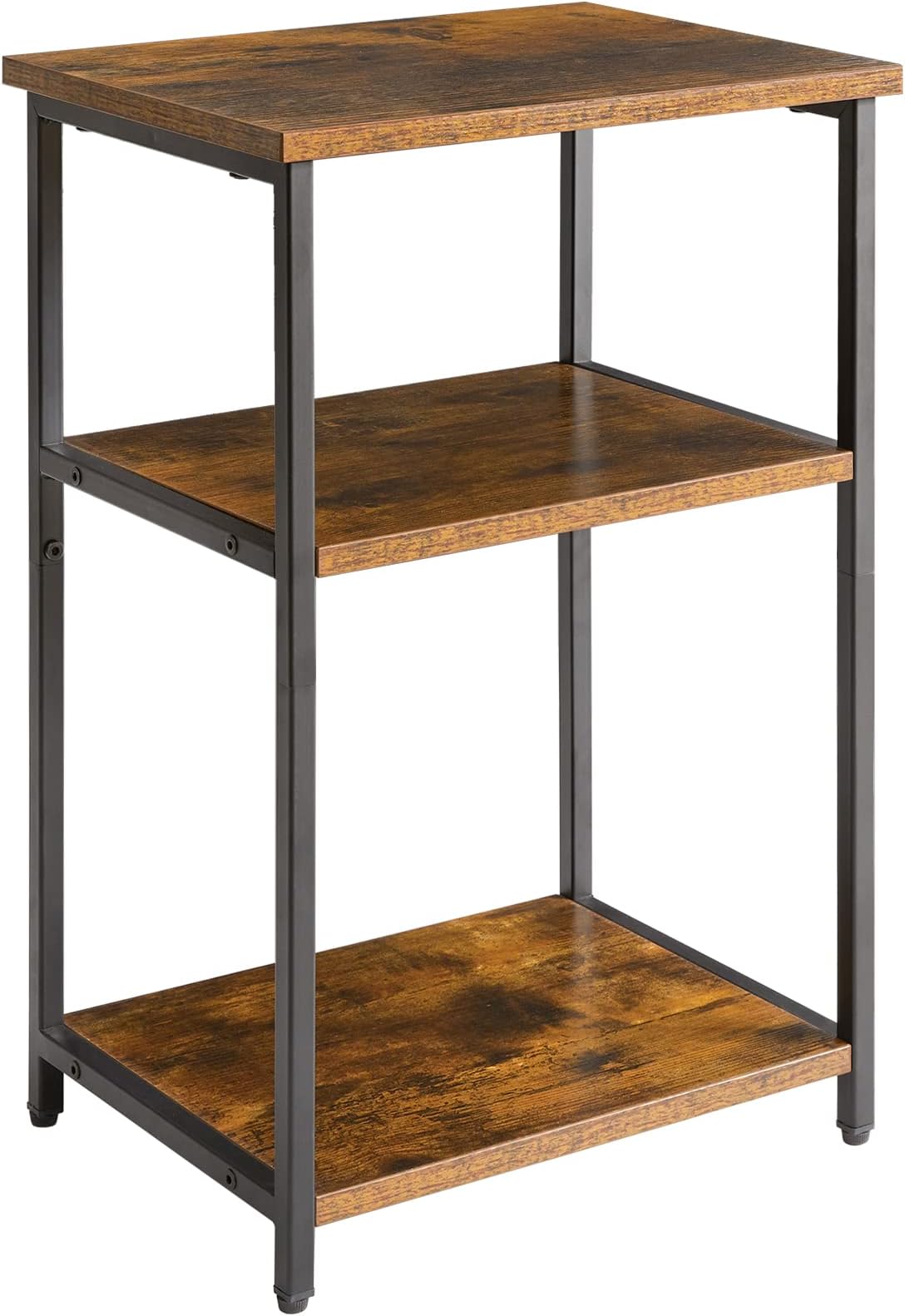 IBUYKE Industrial Side Table,End Table,Nightstand,3-Tier Storage Shelves,Steel Frame,for Hallway,Sofa,Living Room, Bedroom,Rustic Brown, 39 x 29 x 58.5 cm TMJ402H