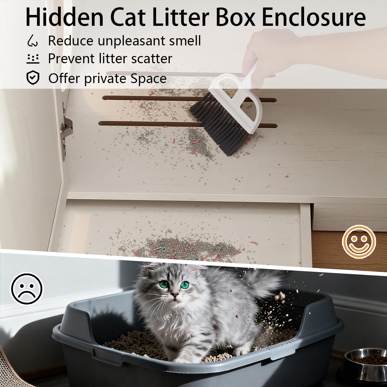 Sylvan Gravity Extra-Large Enclosure for Self-Cleaning Cat Litter Boxes, Wooden Cat Litter Furniture with LED Lighting, a Adjustable Shelf and Doors - image 7