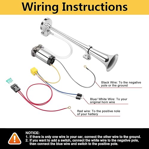 Miniatura 3 de HK Bocina de aire de 12 V y 150 db, 18 pulgadas de zinc cromado, bocina de aire con compresor, potente y fuerte, 150 db para camión, barco, SUV,