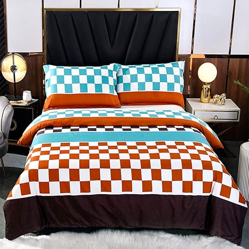 Sviuse Color Clash - Juego de funda de edredón de 3 piezas, tamaño individual, estampado a cuadros con cierre de cremallera, 1 funda de edredón + 2