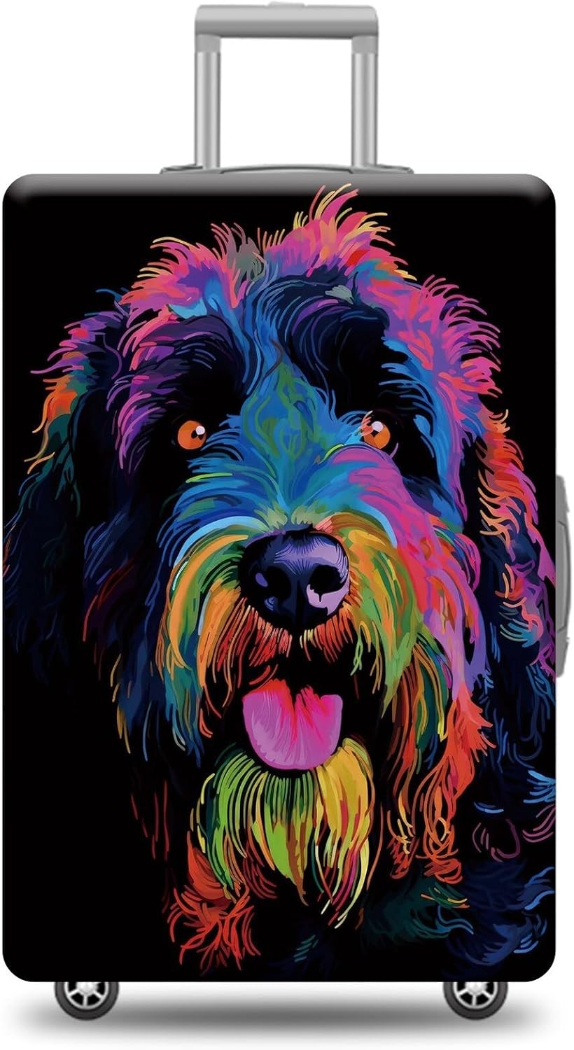 Personalized Dog Luggage Cover Black Russian Terrier Dog Suitcase Cover Funny Animal Travel Luggage Covers Washable Elastic Suitcase Baggage Protector For Pet Lovers Style 2