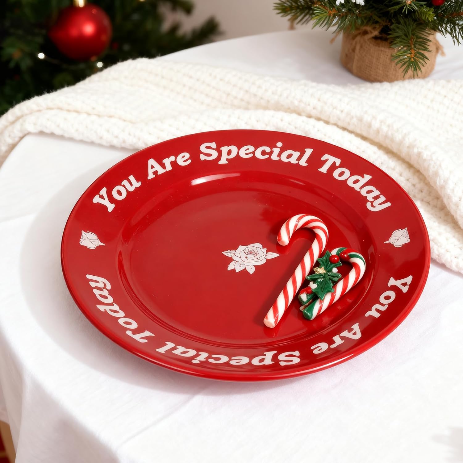 You Are Special Today Red Plate, 10.6" Ceramic Celebration Plates for Birthdays, Anniversaries, Weddings, Baby Showers, Graduations, Milestones, and Other Special Days (Red Plate)