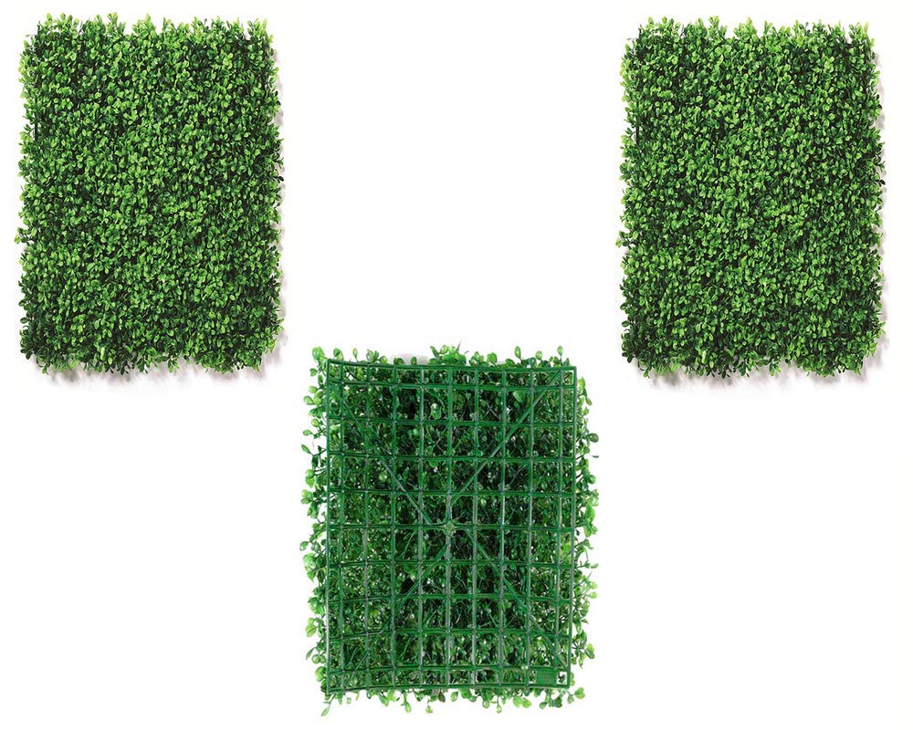 VIMIFORYOU Artificial Plants Wall Boxwood Hedge Grass Tiles for Roof Decor Ceiling Decor Balcony Decor Wall Decor Greenery Panels Ivy Fence 40cm x 60cm (Pack of 3 Tiles)-image-48