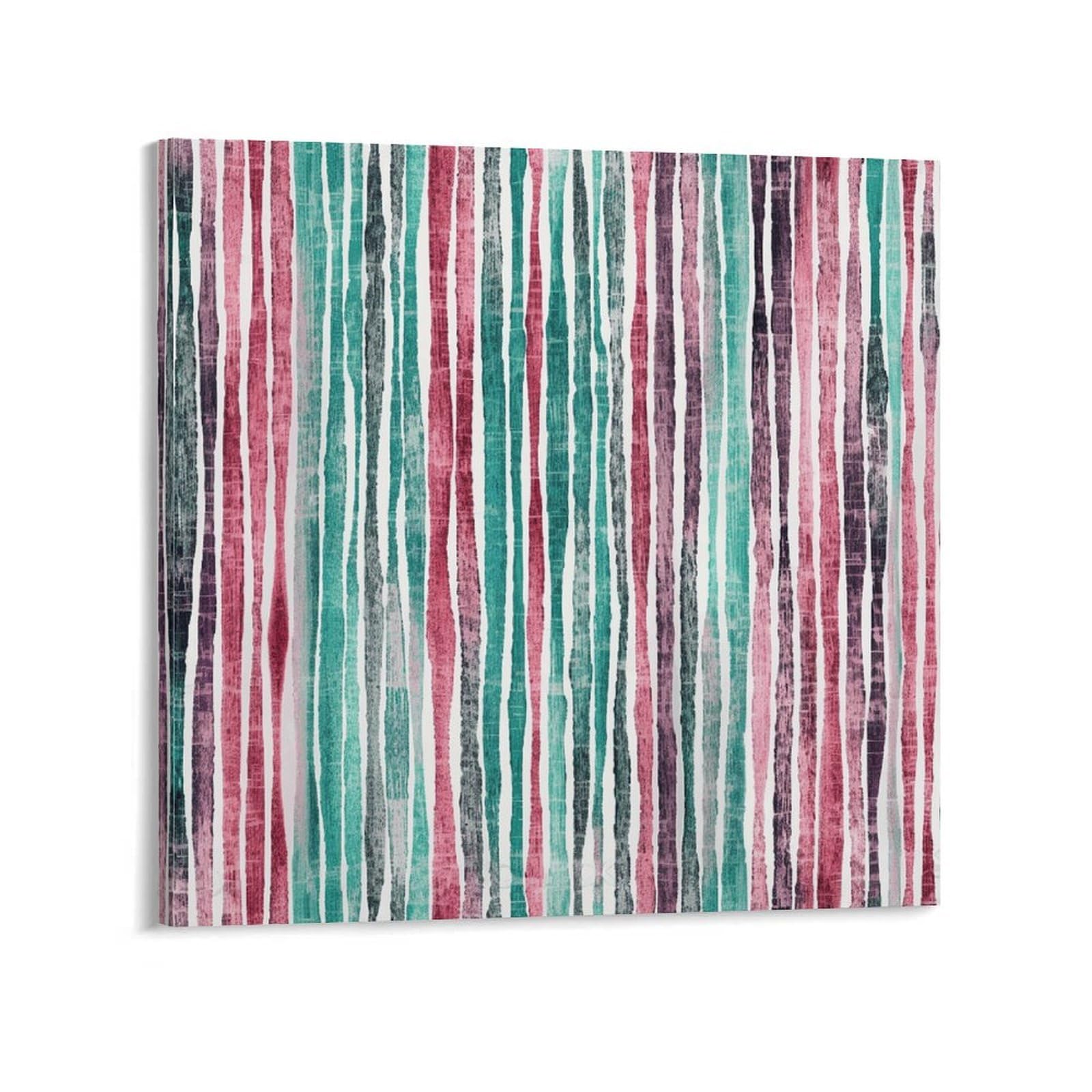 KLOPH Hand Drawn Striped Canvas Wall Art for Living Room 10x10inch Modern Artwork Painting for Bathroom Hanging Canvas Prints Aesthetic Wallart for Bedroom Kitchen Office Wall Decor
