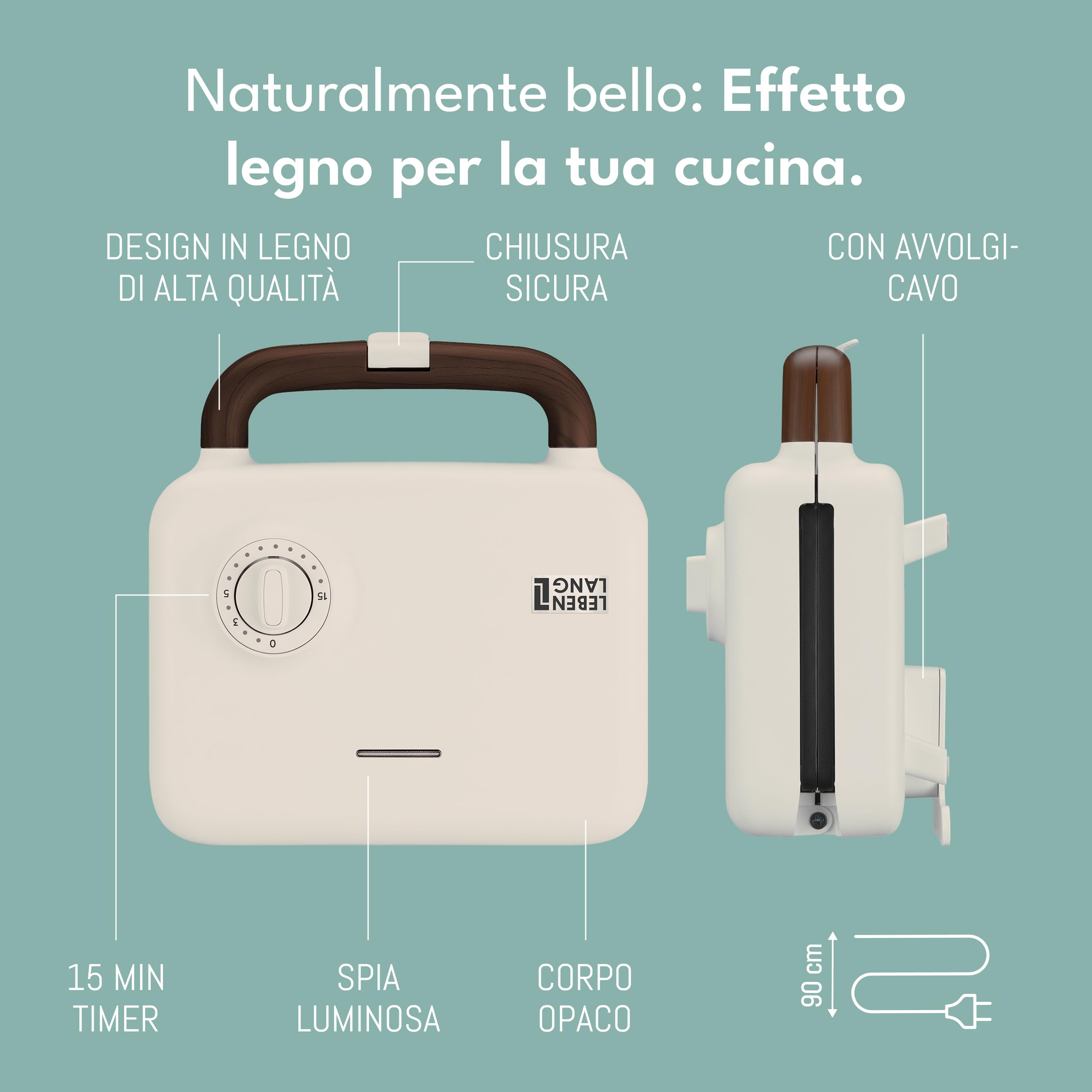 LEBENLANG Sandwich Maker 3 in 1-750 W Incl. 3 inserti per Grill, Sandwich & Waffle I Tostiera elettrica piastre 3 in 1 Piastra toast Toastiera Elettrica Waffle Maker Toaster Sandwich Griglia Toast