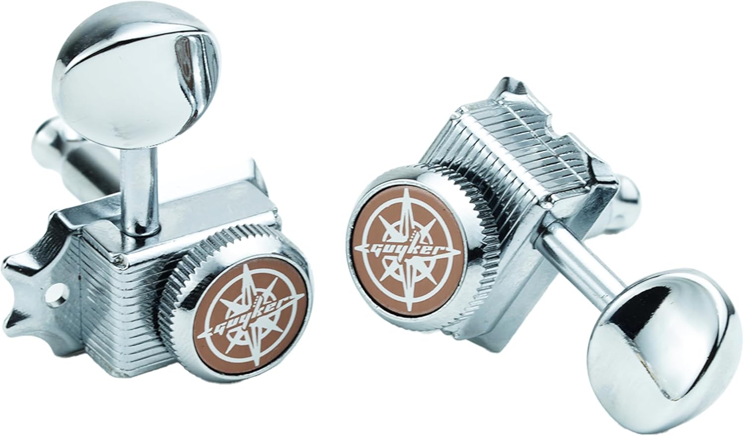 Guyker 6 Inline Vintage Guitar Lock String Tuners – Locking Tuning Key Pegs Machine Heads Replacement for ST TL Style Electric, Folk or Acoustic Guitars – Chrome