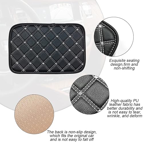 Miniatura 49 de Cojín de cuero para consola central de automóvil, 11.4 x 7.4 pulgadas, impermeable, funda para reposabrazos, accesorios de protección