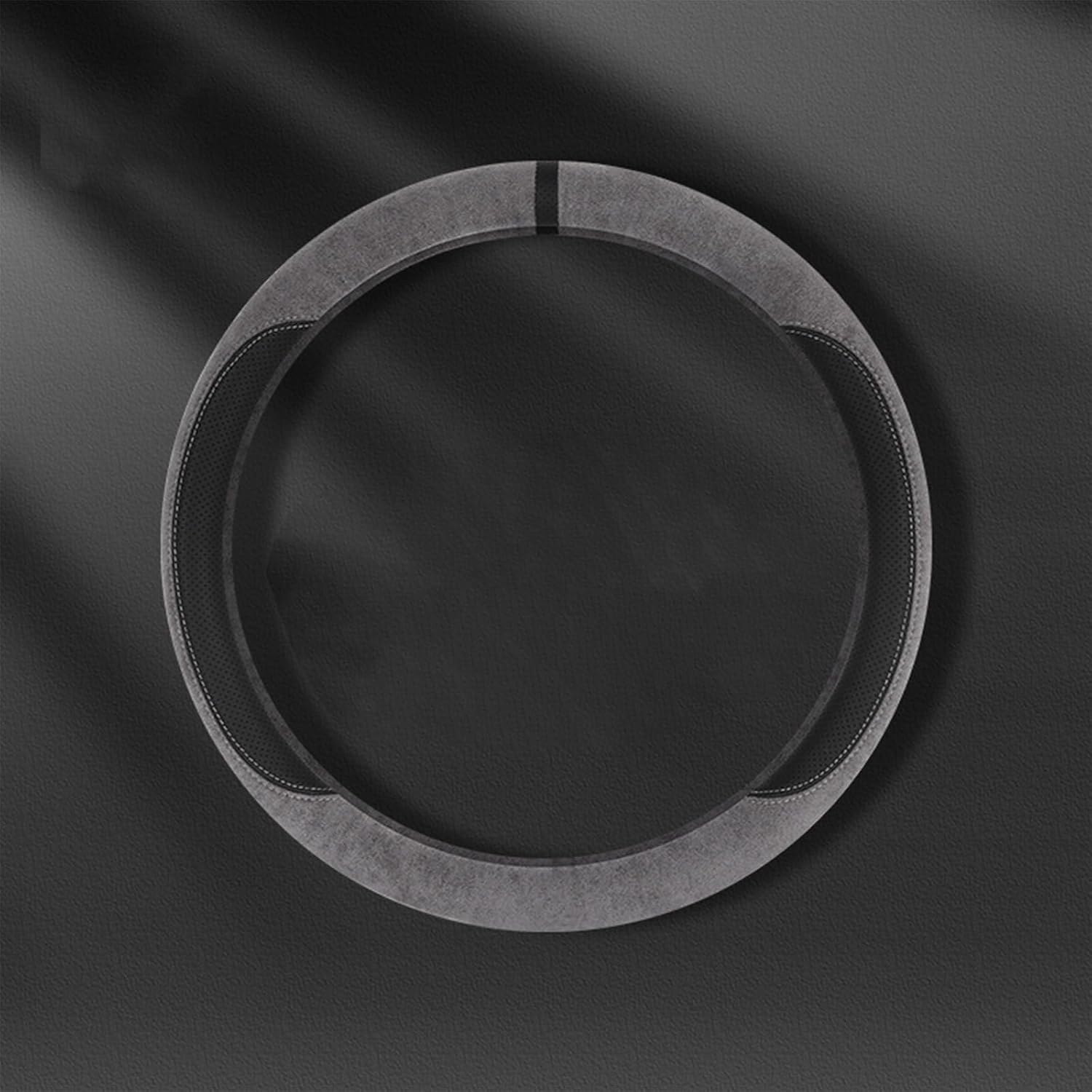 Premium Suede Leather Steering Wheel Cover - Breathable, Non-Slip, Sweat-Proof & Wear-Resistant,Universal Fit for 15-Inch Wheels (Gray)