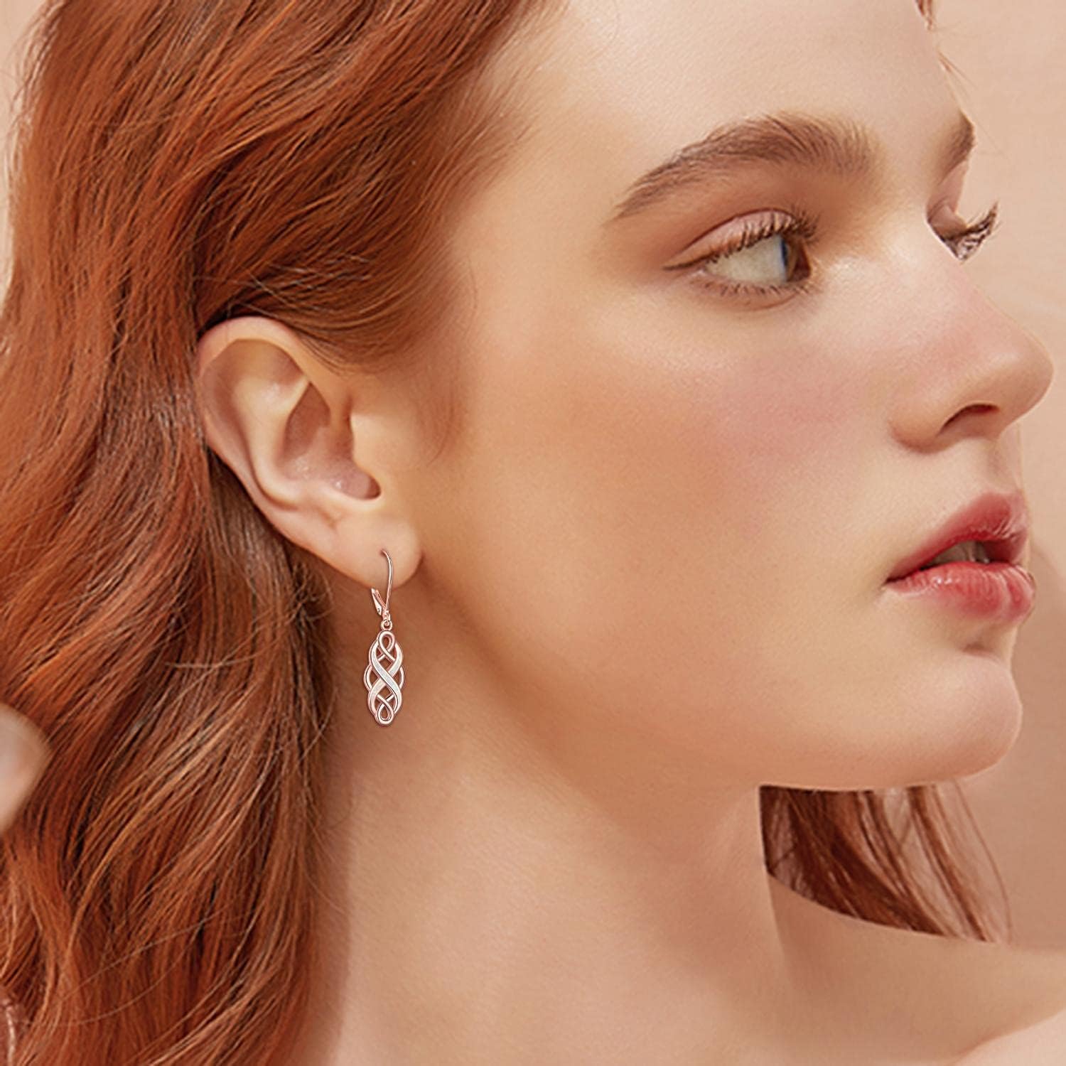 YFN Sterling Silver Celtic Knot Dangle Earrings Good Luck Irish Celtic Knot Leverback Dangles Earrings for Women - Image 2