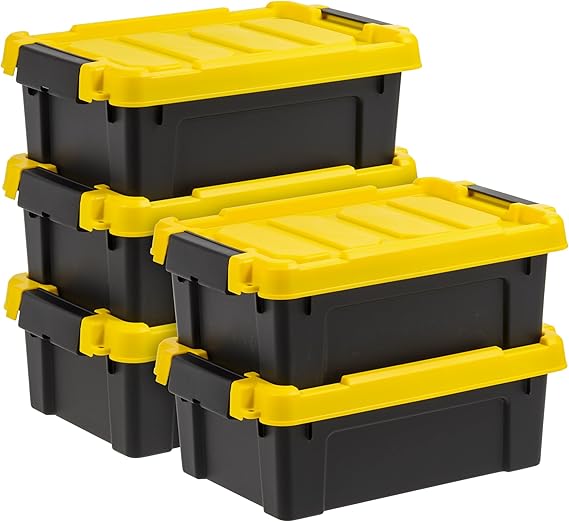 IRIS USA 12.5 L Lockable Storage Totes with Lids, 5 Pack, Heavy-Duty ...