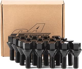 GAsupply M12x1.25 OEM Black Wheel Lug Bolts for Jeep Renegade Compass Cherokee - 20 Pack 28mm Shank Cone Seat