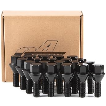 GAsupply M12x1.25 OEM Lug Bolt Black, 28mm Shank Cone Seat 3/4" Hex, 20pcs | Fit for 2015-2022 Jeep Renegade, 2018-2022 Compass, 2014-2022 Cherokee, One-Piece Factory Style Wheel Stock Stud