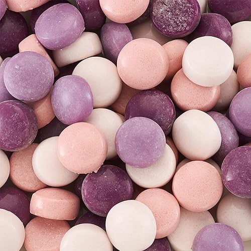 FASHEWELRY 200 piezas de mosaico de vidrio, piezas de mosaico manchadas de colores, cabujones de vidrio redondos y planos decorativos para