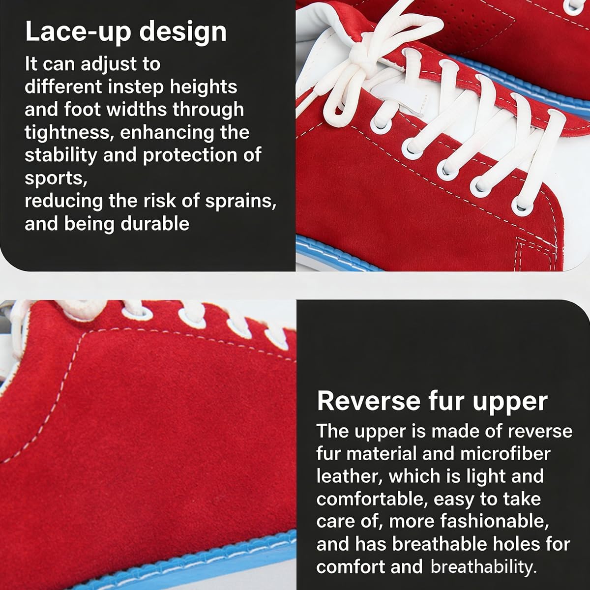 Bowling Shoes Womens Leather Lightweight Bowling Shoes Resistant Damping Sliding Sole Indoor Bowling Training Shoes Breathable Buffer