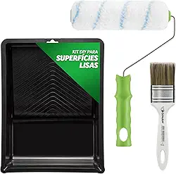 CONDOR Kit Essencial Para Pintura Zero Gota - Conjunto Faça Você Mesmo com Pincel, Rolo de Lã Sintética e Bandeja para Tinta - Ideal para Pintar Parede, Móveis e Mais