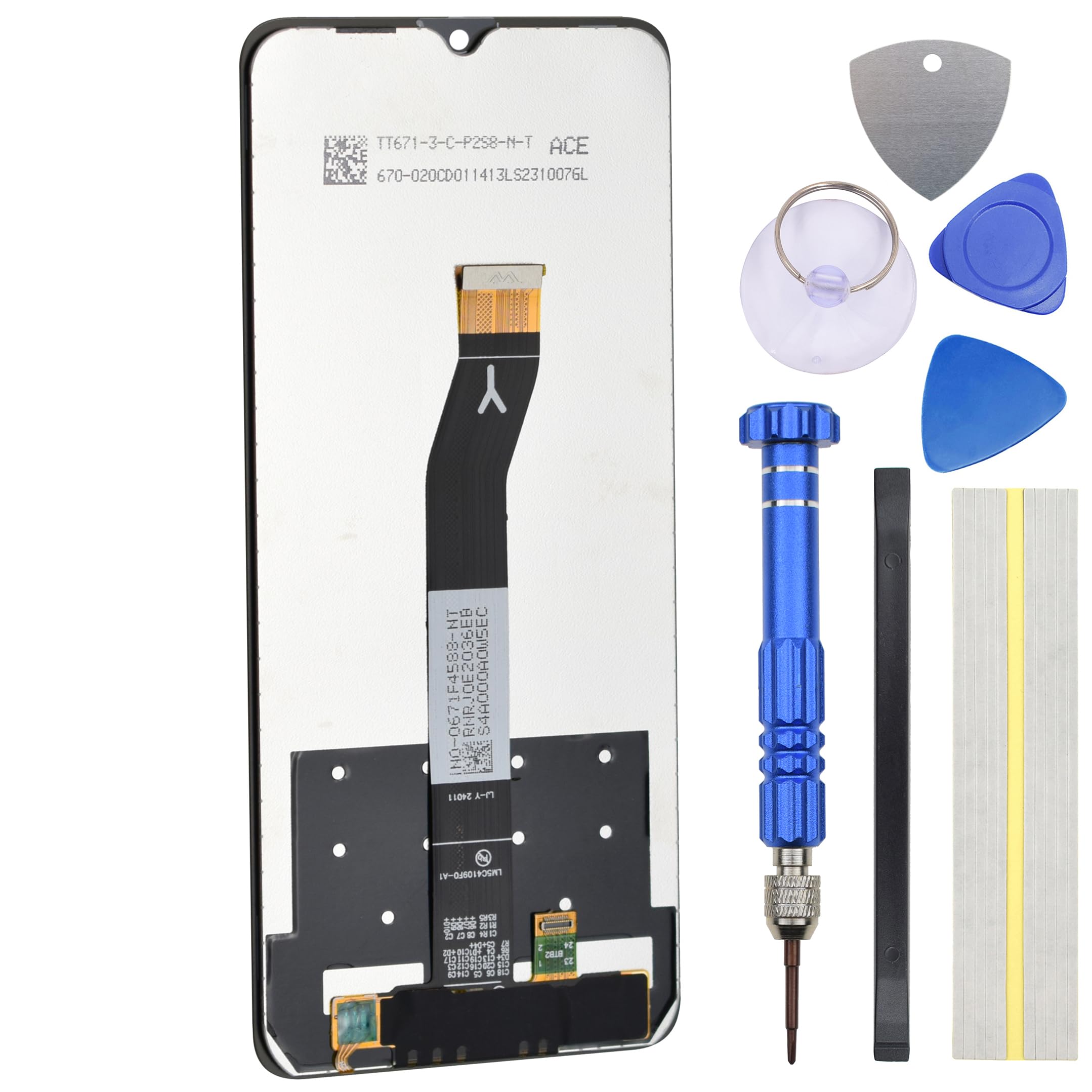 Black Full Screen Display Replacement for Xiaomi Redmi A3 with Dismantling Tool and Adhesive