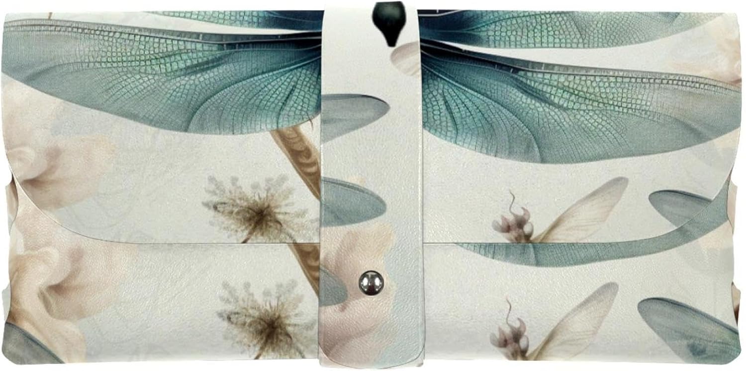Dragonfly Eyeglass Case Soft, Glasses Bag, Portable Sunglasses Pouch, Leather Spectacle Cases for Women Men