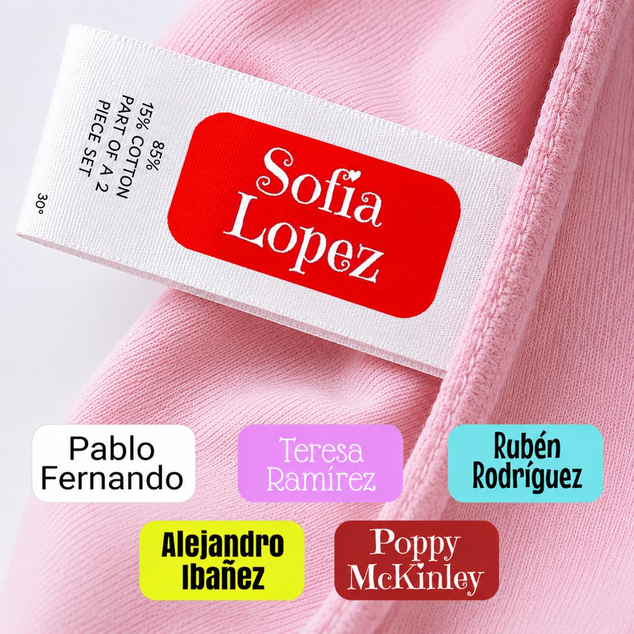 Personalised Coloured Stick On Clothing Labels (30)