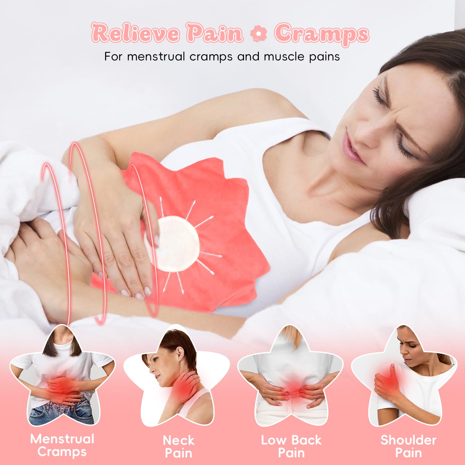 Almohadilla térmica para microondas para calambres menstruales, almohadilla térmica para microondas para mujeres y niños con paquete de calor húmedo para cuello y hombro, linda compresa suave y