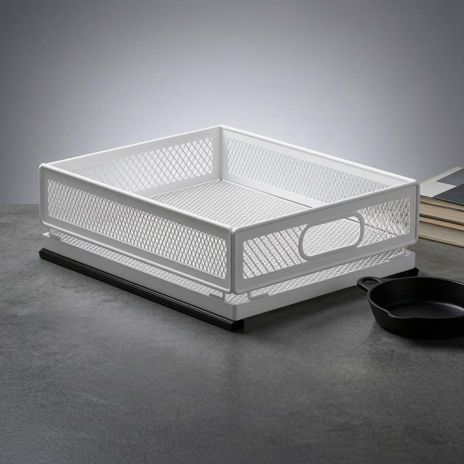 Qianly Cestino da Cucina Estraibile con Maniglia Frontale Organizzatore Sottolavello Top Aperto Arredamento Casa, Cesto Portaoggetti Piccolo Lunghezza 30 Cm Con Guide Scorrevoli