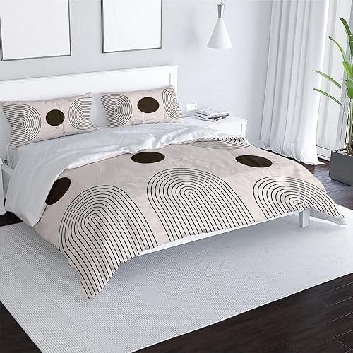 Miniatura 14 de Juego de funda de edredón bohemio colorido con salida del sol, tamaño Queen, bohemio, abstracto, de mediados de siglo, naranja, funda de edredón