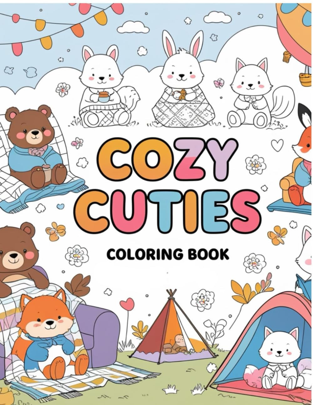 Cozy Cuties: Adorable Cozy Animal Coloring Book for Kids Ages 3–8