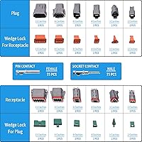 Vista 7 de Kit de conectores impermeables DT de 174 piezas, 2, 3, 4, 6, 8, 12 pines con 75 pares de 16 terminales estampados, adecuado para motocicleta