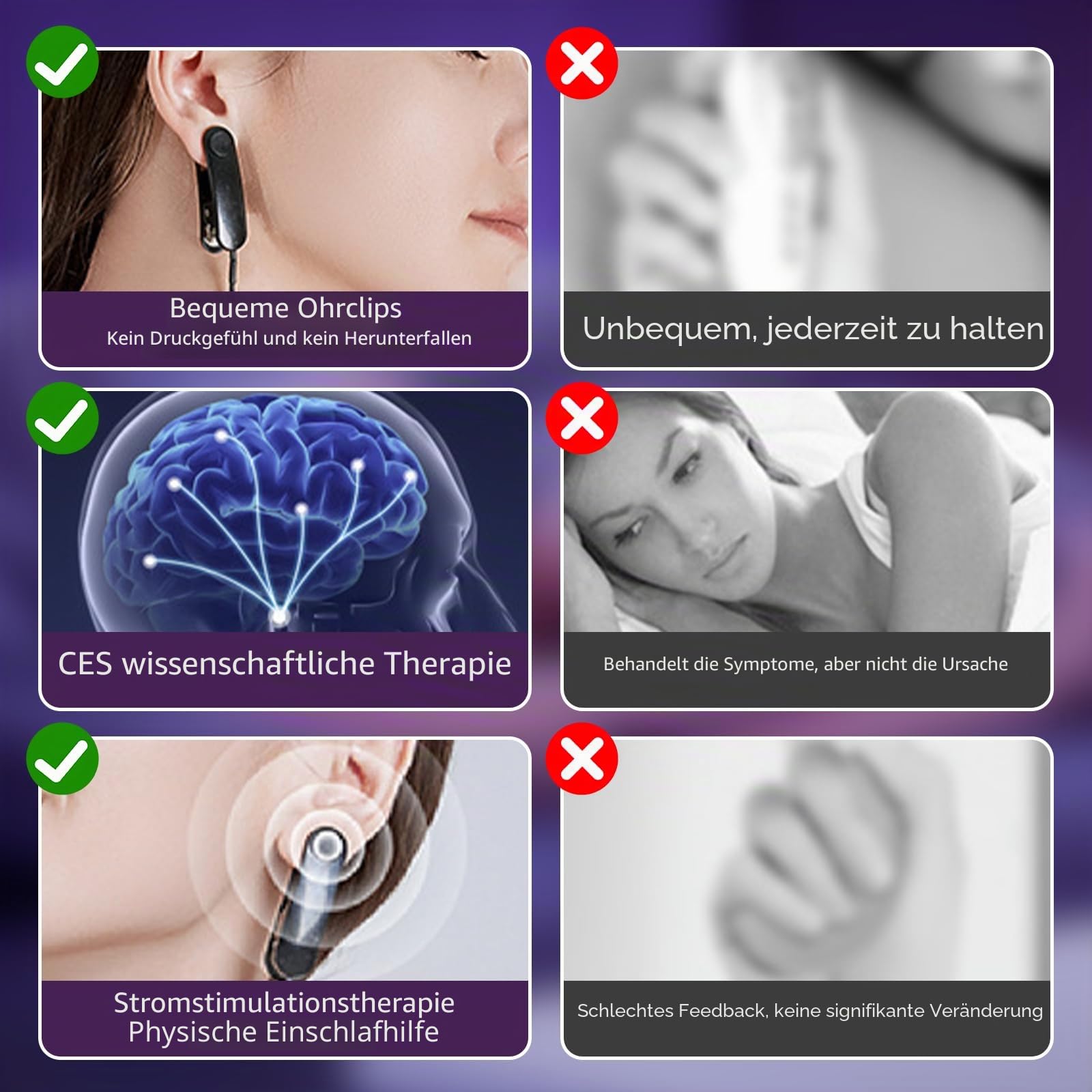 Fortschrittliches Schlafhilfegerät,Gerät zur Vagusnervstimulation mit Ohrclips,Schlafhilfegerät, CES Reduziert Angstzustände,Mikrostrom Schlafhilfegerät,3 Modi 9 Stärken,USB Aufladung