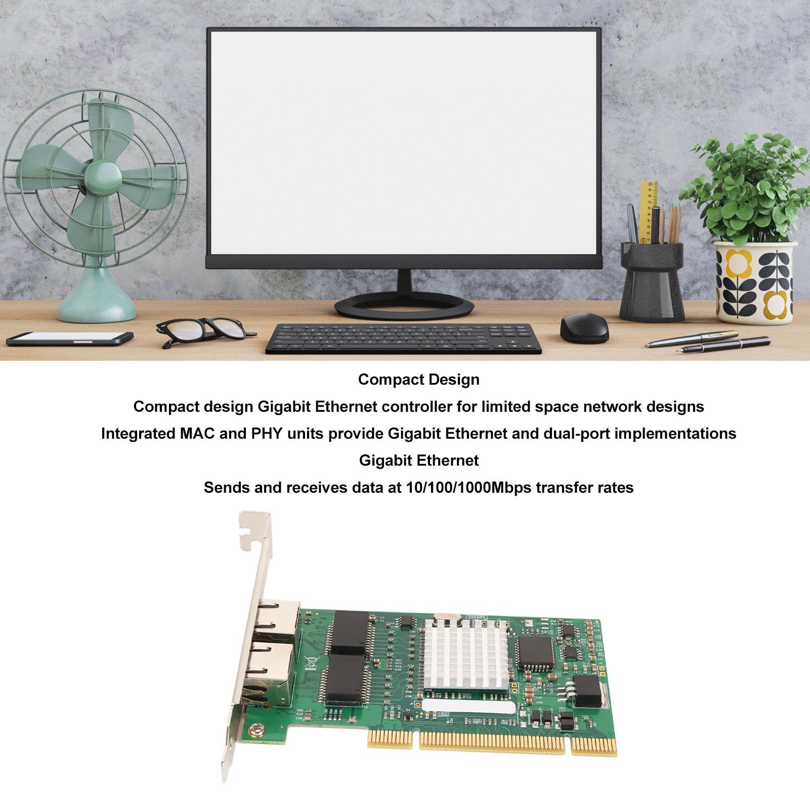 Carte Réseau PCI 32 Bits, Double Port Compact