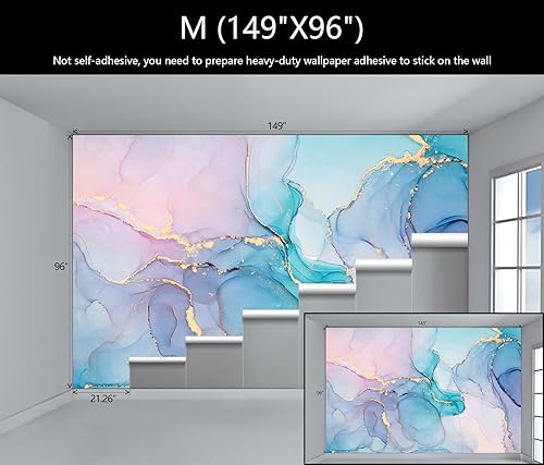 Miniatura 5 de WFBHUA - Mural de papel tapiz de mármol, fondo de arte abstracto dorado, mural grande para sala de estar y dormitorio (no despegar ni pegar)