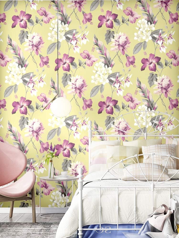 Blooming Wall Vintage Fresh Floral Wallpaper for Livingroom Bedroom Kitchen,57 Square Ft (8003)