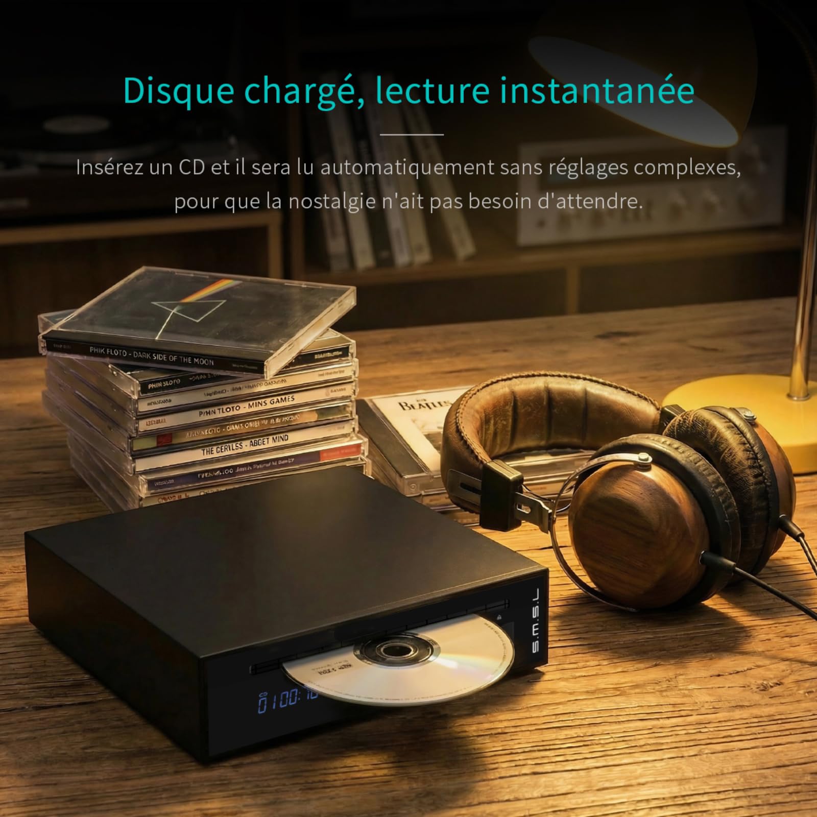 SMSL PL20 Lecteur CD HiFi pour la maison Lecteur USB CD Ripper Argent