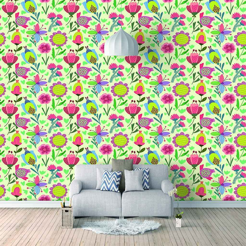 Papier peint autocollant 3D fleur rouge en toile canevas lavable pose facile 350x256 cm