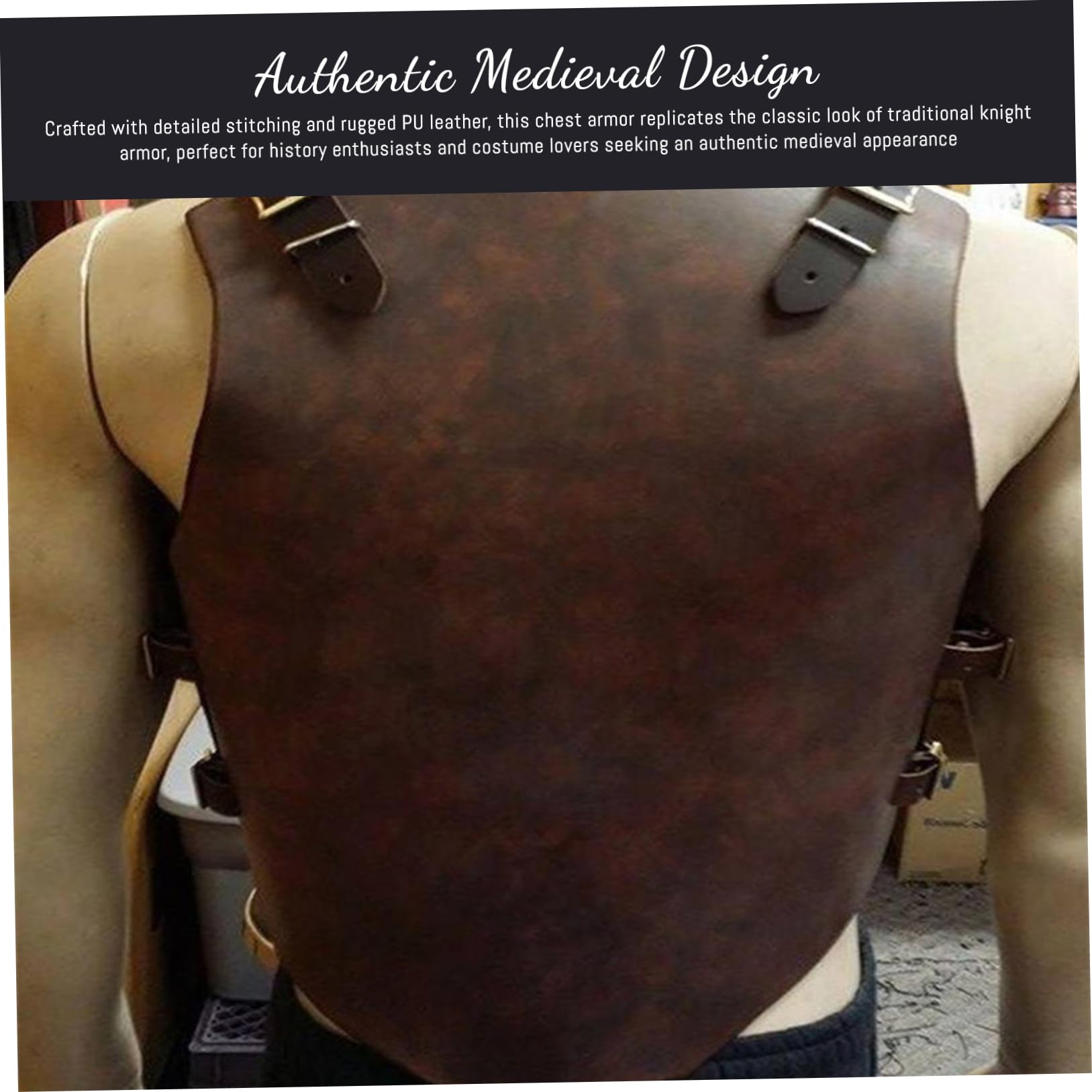 Jorzer Costume da Cavaliere Medievale Armatura in Pelle PU Armatura Toracica Regolabile Pettorale Vichingo per la Festa Cosplay di Halloween