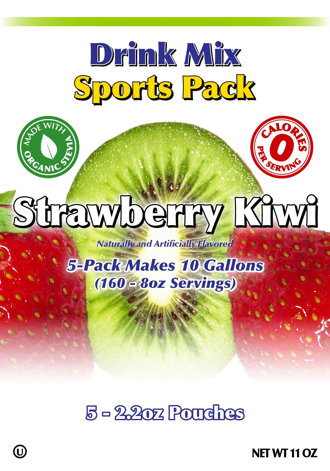 GramZero Strawberry Kiwi Sugar Free Drink Mix Sports Pack, Great For Nutrition Club Loaded Teas, Zero Calorie, Stevia Sweetened