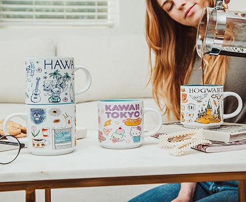 Miniatura 6 de Sanrio Hello Kitty "Kawaii Tokyo" Allover Icons - Taza de café grande para café expreso, cafeína, bebidas, artículos esenciales para el hogar y la