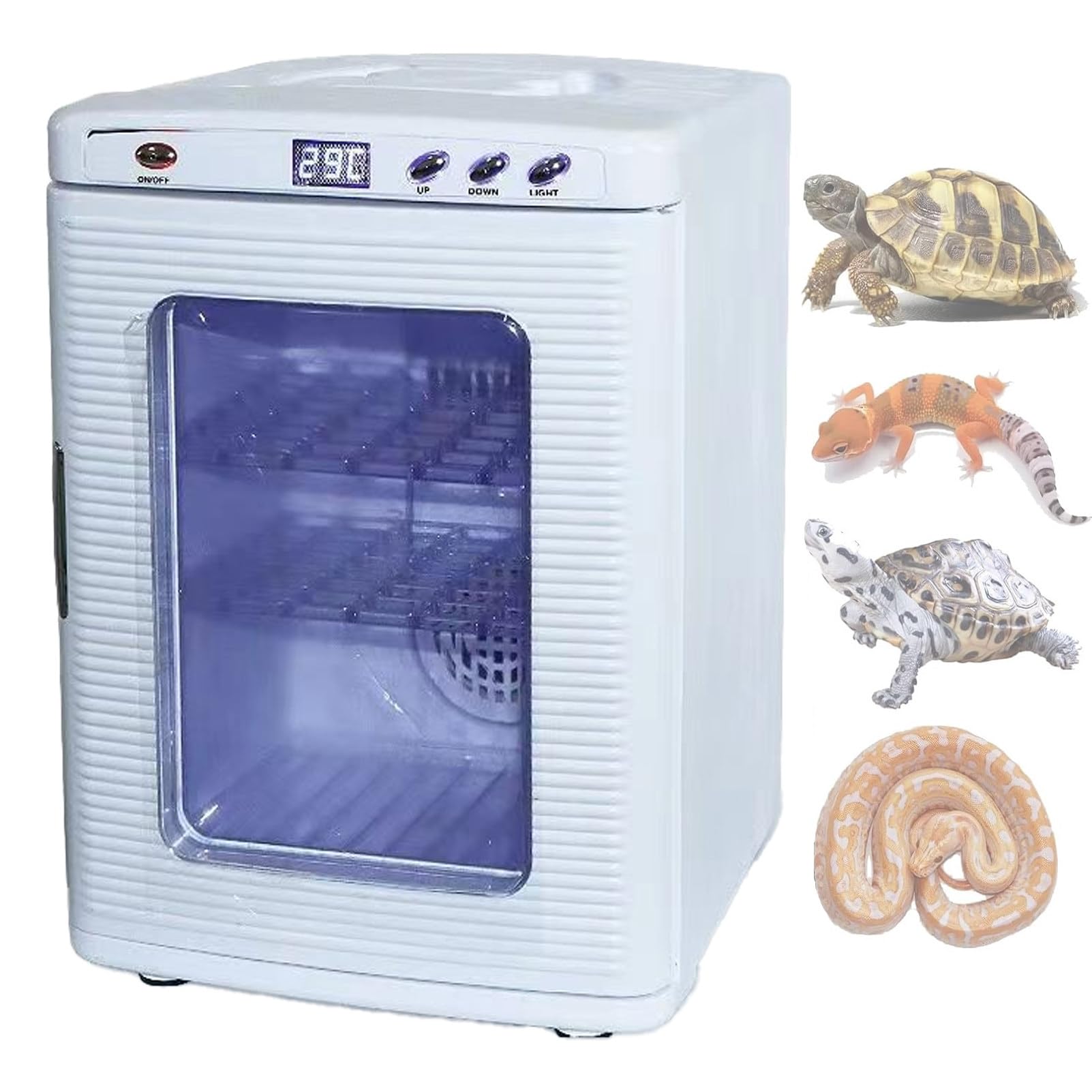 Pnpaea 25L Reptile Egg Incubator 400W with Digital Temperature Control,LED Display, Auto-Turn, and Dual Ventilation for Reptiles Chameleon Lizard Turtle White