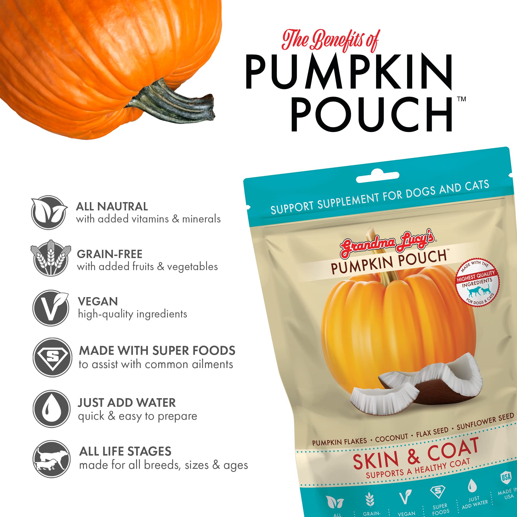 Grandma Lucy's Calabaza Bolsa Piel y Abrigo 6 oz