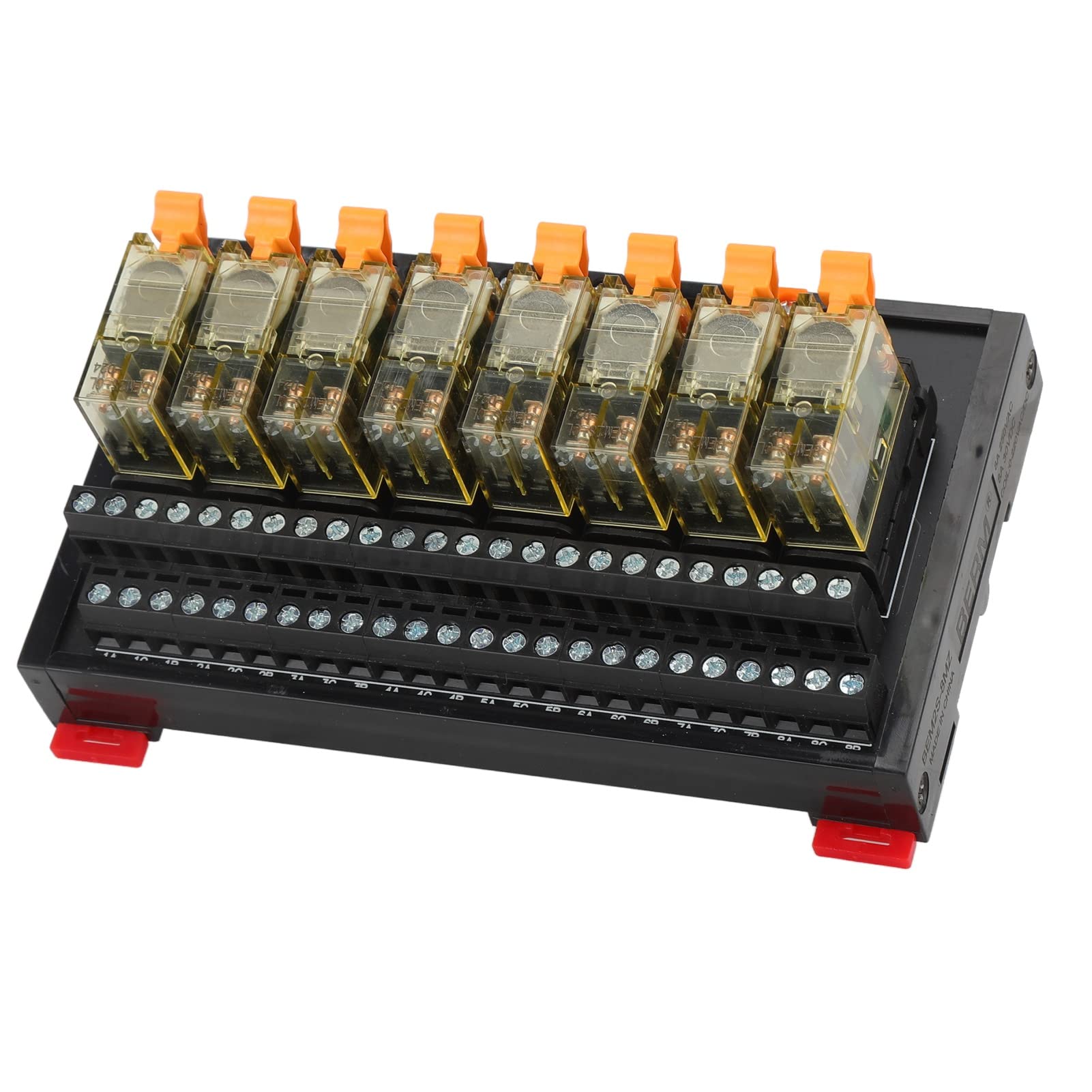 Ejoyous Płyta Sterująca Modułu Przekaźnikowego, ABS Płyta Sterująca Przekaźnikiem PLC 8 Kanałów 2 NO 2 NC Montaż na Szynie DIN 8A DC 30 V AC 250 V do Szaf PLC Tokarki CNC Urządzenia Przemysłowe
