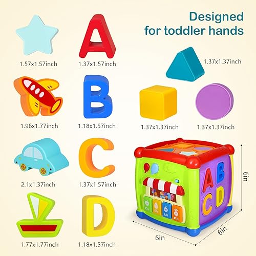Miniatura 5 de Juguetes Montessori Cubo de actividades para bebés, juguetes sensoriales 7 en 1 para niños y niñas de 1 a 2 años, juguetes para bebés de 18 meses en