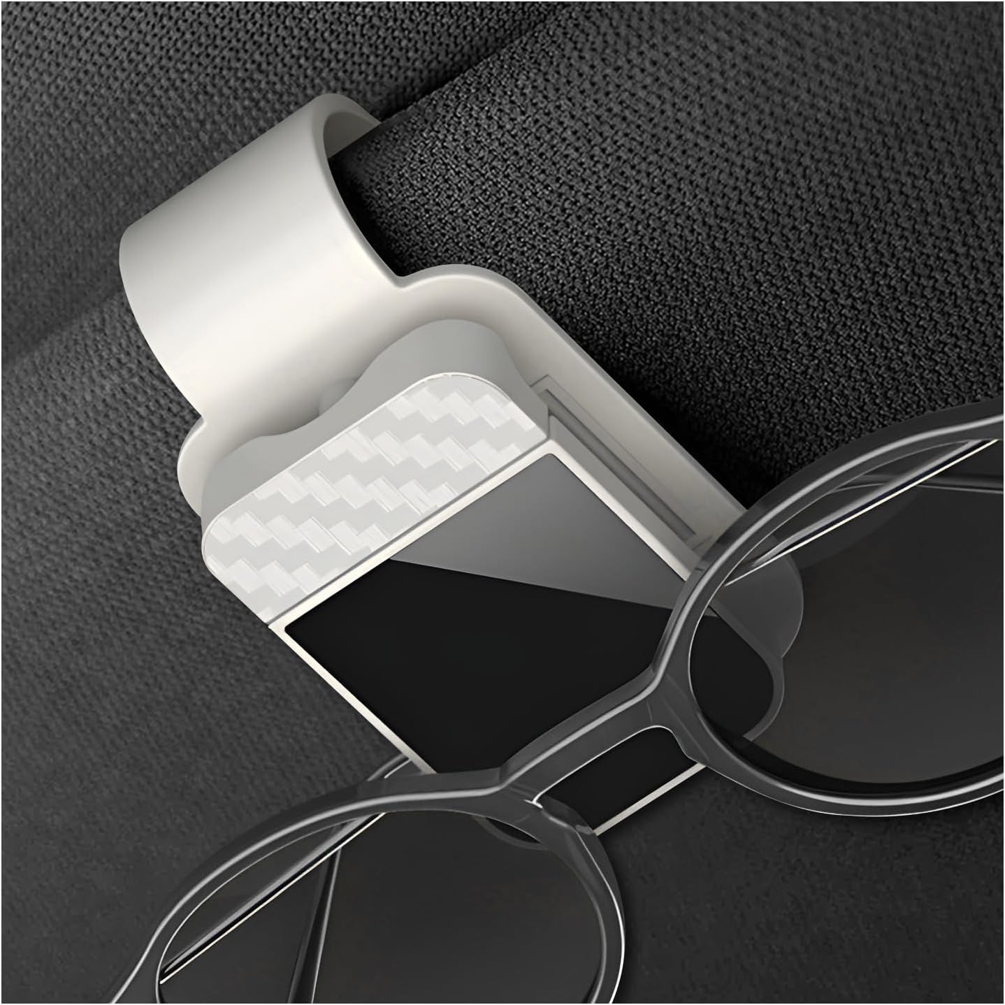 Car Sun Visor Sunglasses Holder, Quick Release Auto Visor Card Clip Eyeglasses Secure Lock, Universal Sunvisor Glasses Hanger Mount for SUV Truck Sedan, Car Accessories (Beige)