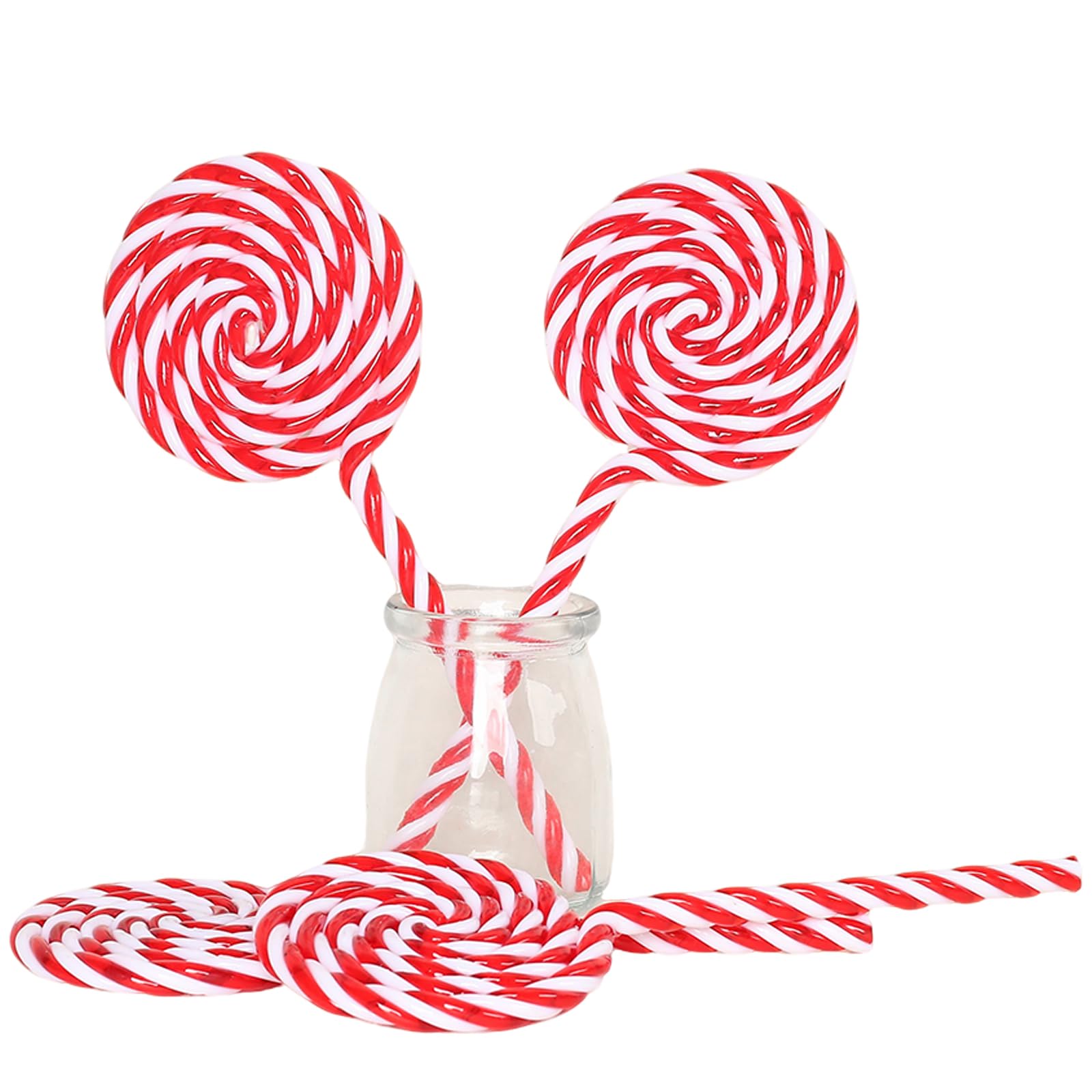 HERZWILD 4pcs Large Christmas Lollipop Ornament Christmas Tree Lollipop Decoration Candy Cane Decorations for Holiday Supplies Xmas Tree Hanging Decoration (Red A)