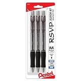 Pentel RSVP Super RT Ballpoint Pen, (1.0mm) Medium Line, Black Ink, Pack of 3 (BX480BP3A) – view 1
