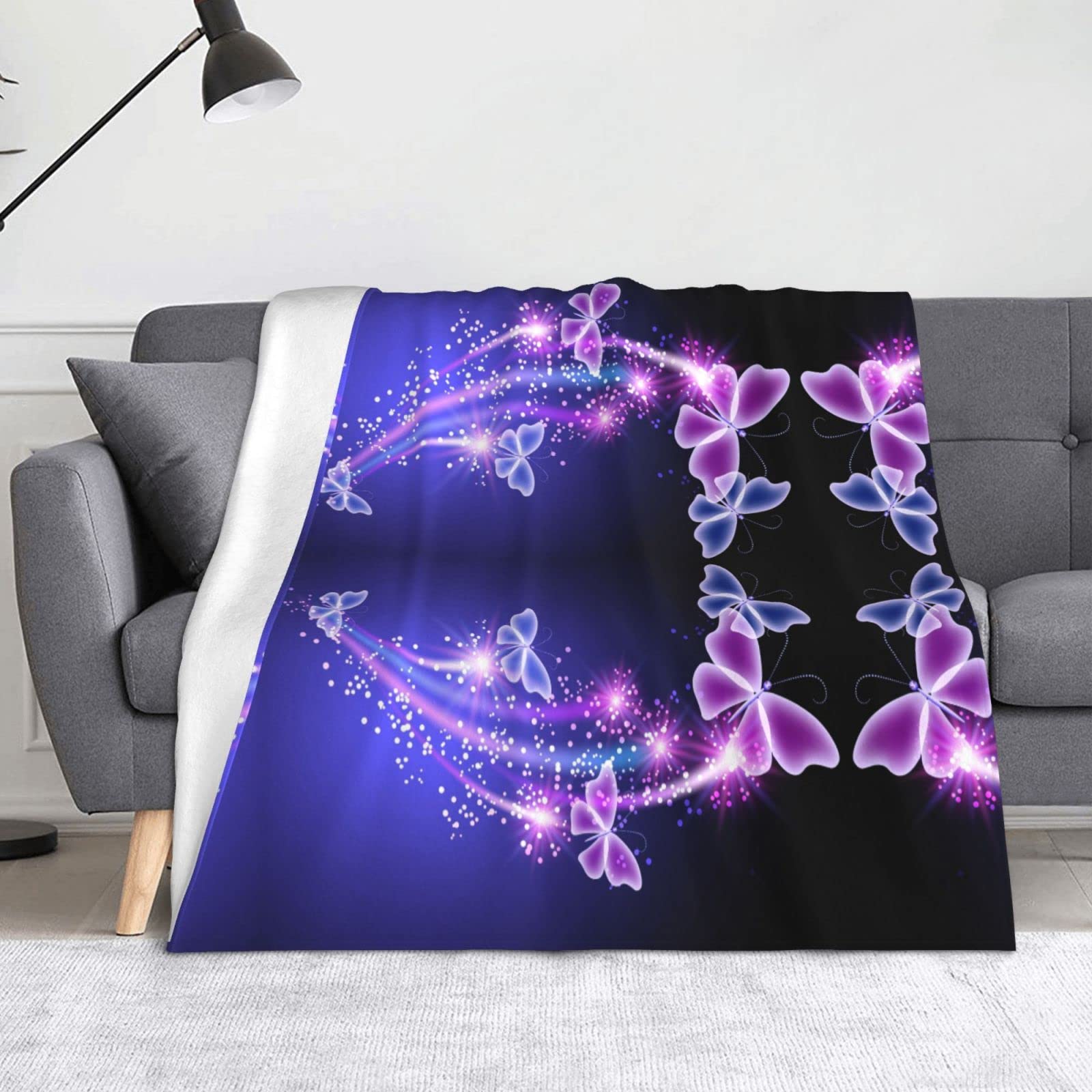 Couverture en microfibre pour lit plaid flanelle violet papillon canapé voyage