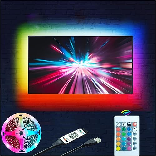 Luces LED para TV, luz LED de 16.4 pies para televisores de 45 a 75 pulgadas, luces RGB retroiluminadas detrás de sincronización de música,