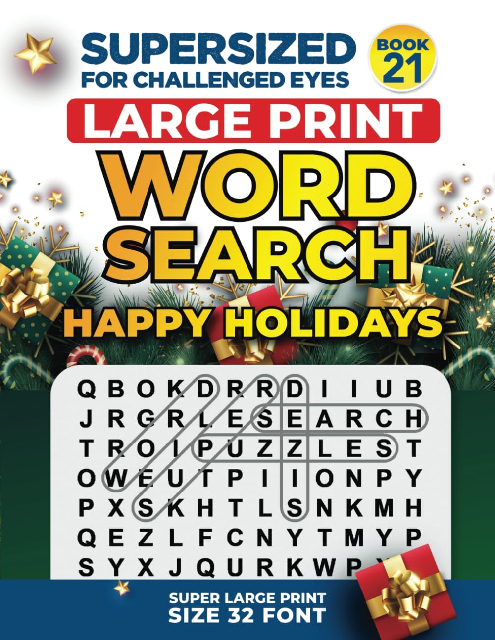 SUPERSIZED FOR CHALLENGED EYES, Happy Holidays: Super Large Print Word Search Puzzles (SUPERSIZED FOR CHALLENGED EYES Super Large Print Word Search Puzzles)